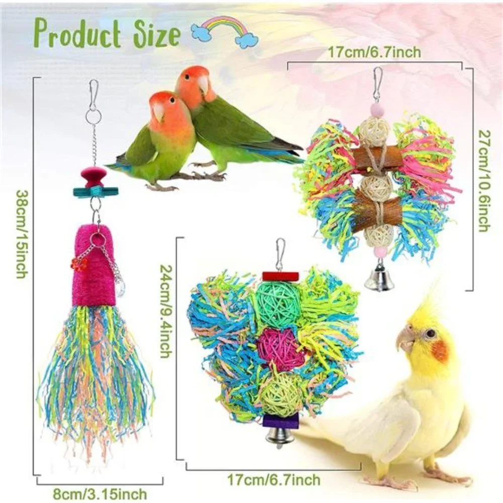Bird Chewing Toys Parrot Shredder Toy Shred Foraging Hanging Cage Toy for Conure